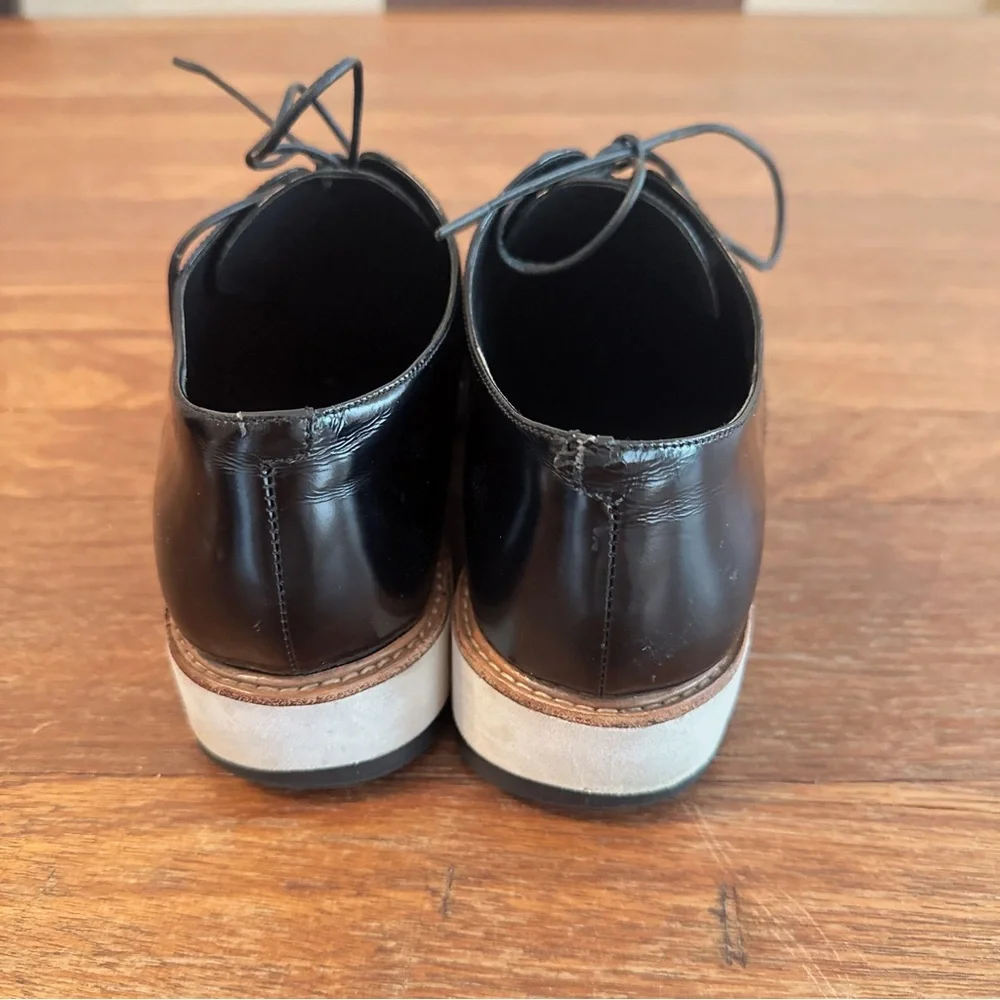 Vince Women's Black Leather Lace Up Oxford Shoes Platform Sole Size 7.5